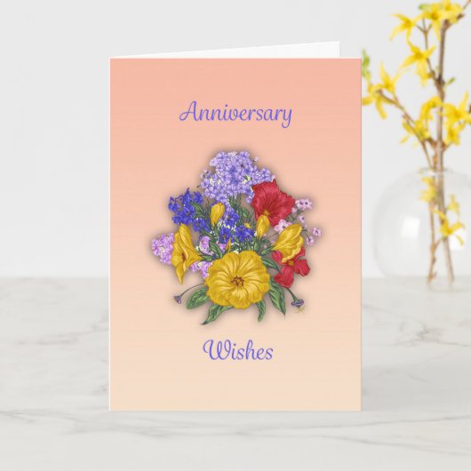 Jubileum Wishes Kaart (Gele Bloem)