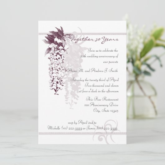 Jubileum Wisteria Kaart (Staand voorkant)