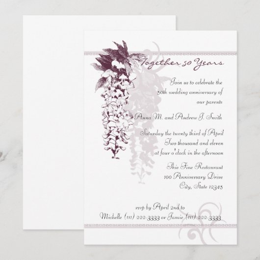 Jubileum Wisteria Kaart (Voorkant / Achterkant)