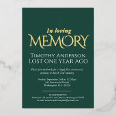 Jubileum witte duif groene witte foto folie uitnodiging (Voorkant)