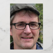 Jubileum witte duif groene witte foto folie uitnodiging (Achterkant)