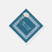 Jubileum witte kant blauw servet (Hoek)