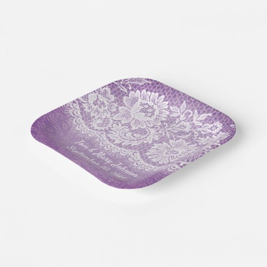 Jubileum witte rand op Paars papier Papieren Bordje (Gebogen)