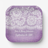 Jubileum witte rand op Paars papier Papieren Bordje (Voorkant)