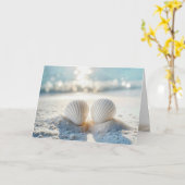 Jubileum witte schelpen in het zand kaart (Gele Bloem)