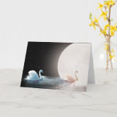 Jubileum Witte swans met maan Kaart (Gele Bloem)