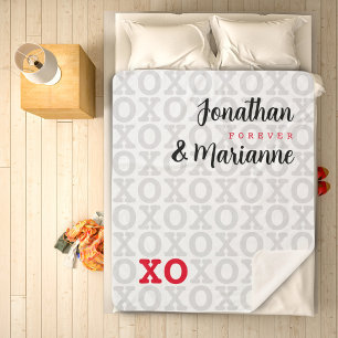Jubileum XO Love You Rood Grijs Zwart Minimaal Sherpa Deken