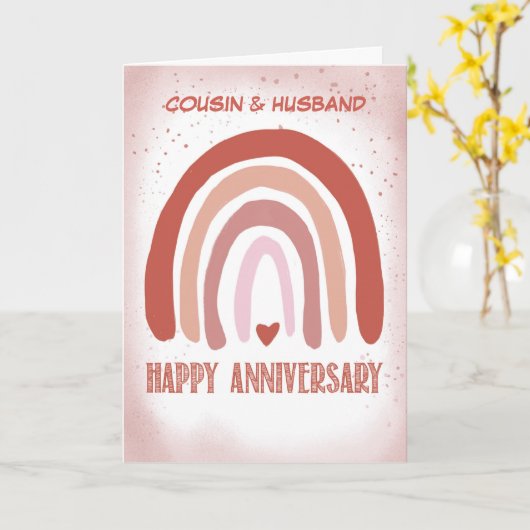 Jubileum Zachte Roze Waterverf Regenboog Kaart (Gele Bloem)