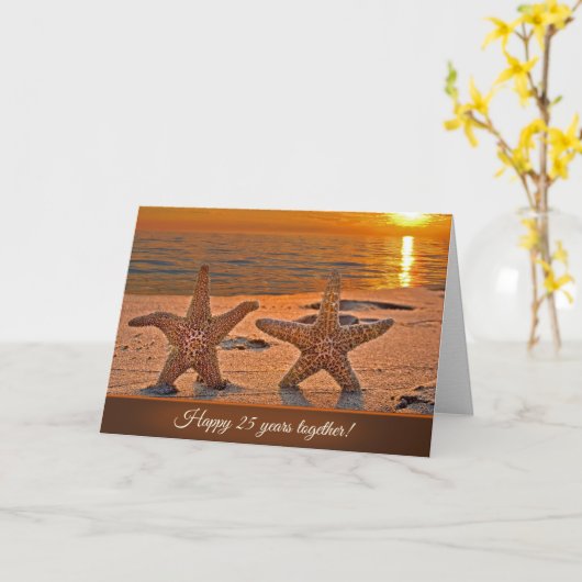 Jubileum Zeester op Strand bij Zonsondergang Kaart (Gele Bloem)