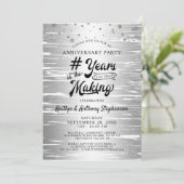 Jubileum Zilver Zwart # JAAR IN DE MAKING Kaart (Staand voorkant)