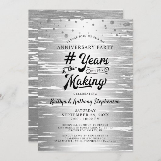 Jubileum Zilver Zwart # JAAR IN DE MAKING Kaart (Voorkant / Achterkant)