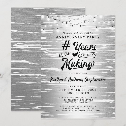 Jubileum Zilver Zwart Lichtslingers Kaart (Voorkant / Achterkant)