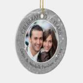 Jubileum | Zilveren Sparkle Photo Keramisch Ornament (Rechts)