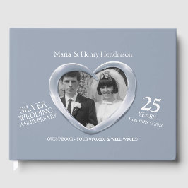 Jubileum Zilveren trouwfoto harten 25 jaar Gastenboek