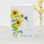 Jubileum Zonnebloemen en kolibrie Kaart (Gele Bloem)