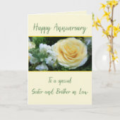 Jubileum zuster en broer in Law Yellow Rose Kaart (Gele Bloem)