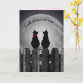 Jubileum zwarte katten en maan kaart (Gele Bloem)