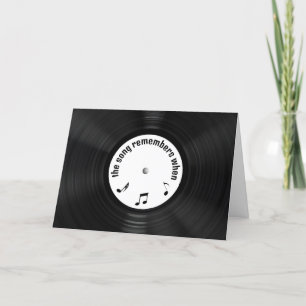 Jubileum zwarte vinylplaat met songtitel kaart