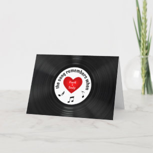 Jubileum zwarte vinylplaat met songtitel kaart