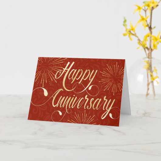 Jubileum Zwemtekst Star Bursts Red Kaart (Gele Bloem)