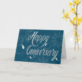 Jubileum Zwriemtekst Star Bursts Blue Kaart (Gele Bloem)