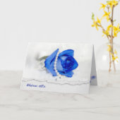 jubileumblauw roos en parels op wit kaart (Gele Bloem)