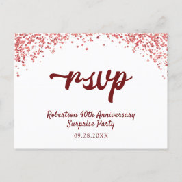 Jubileumconfetti RSVP in Robijnrood Uitnodiging Briefkaart