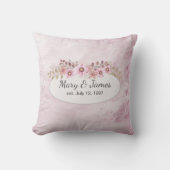 Jubileumdatum Roze Abstract Met Boeket Kussen (Voorkant)