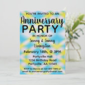 Jubileumfeest Blauw Tie Dye Kaart (Staand voorkant)