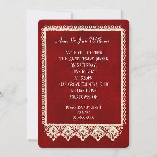 jubileumfeest kant frame op rood kaart (Voorkant)