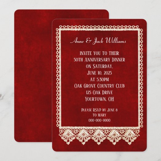 jubileumfeest lintenframe op rood kaart (Voorkant / Achterkant)