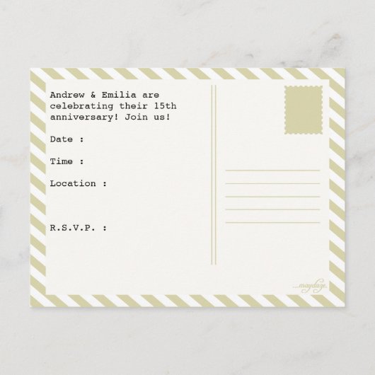 jubileumfeest paspoort uitnodiging briefkaart (Achterkant)