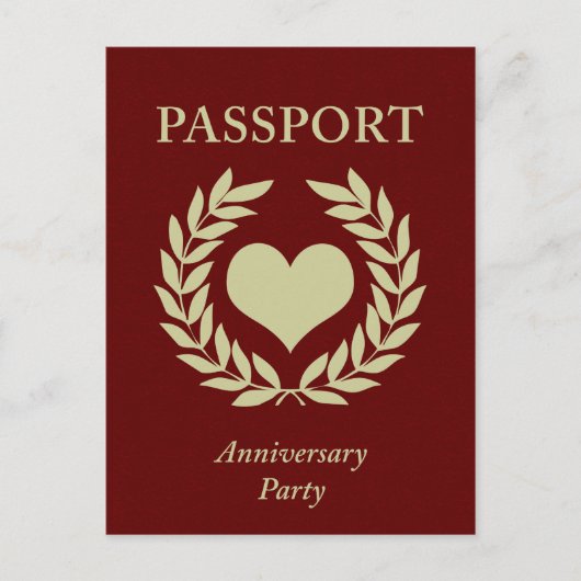 jubileumfeest paspoort uitnodiging briefkaart (Voorkant)