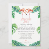 Jubileumfeest Roze Flamingo Blad Streep Kaart (Voorkant)