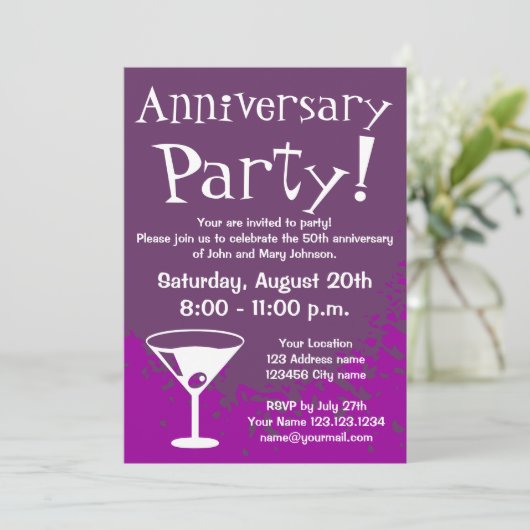 Jubileumfeest uitnodigingen | Aangepaste uitnodigi (Staand voorkant)