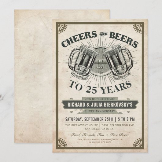 Jubileumfeest Uitnodigingen | Proost & Bier (Voorkant / Achterkant)