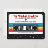 Jubileumfeest verpakt als een retro cassette uit d kaart (Achterkant)