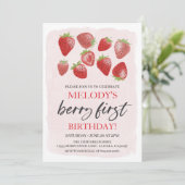 Jubileumfeestje 1e verjaardag Strawberry • Eerste  Kaart (Staand voorkant)