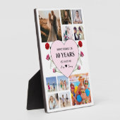 Jubileumfoto's met roze hart en rozen fotoplaat (Zijkant)
