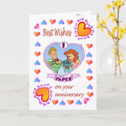 Jubileumkaart 1 papier kaart (Gele Bloem)