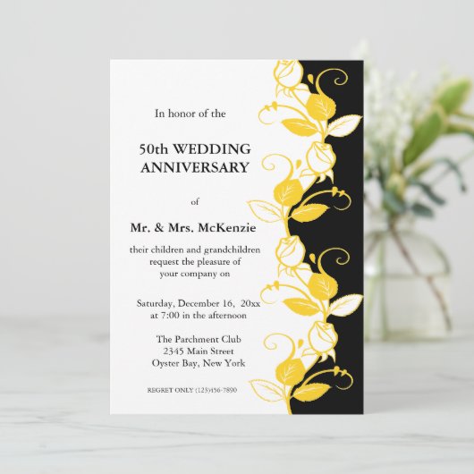 Jubileumrozen (Geel) Kaart (Staand voorkant)