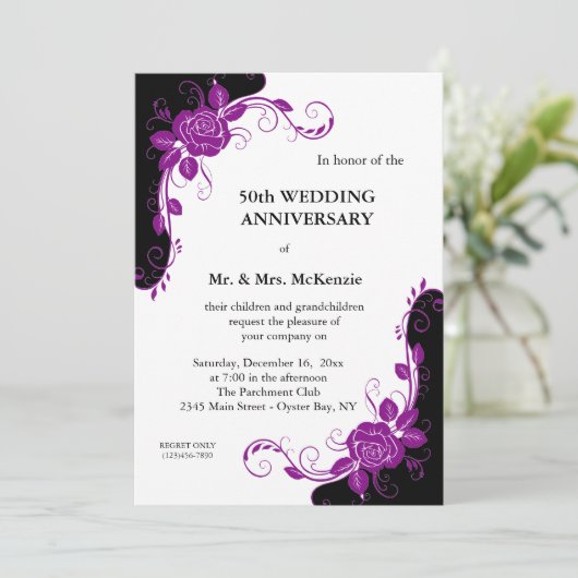 Jubileumrozen (Paars) Kaart (Staand voorkant)