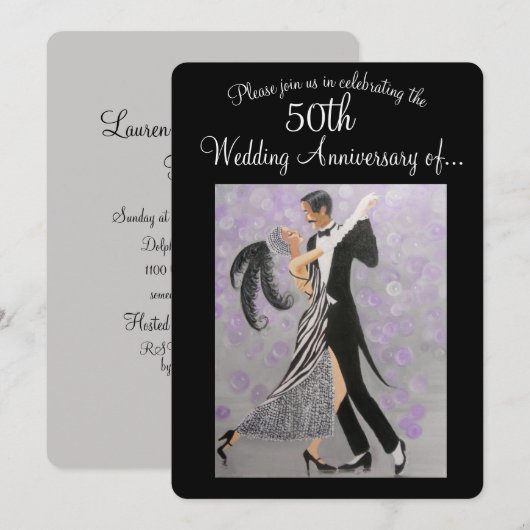 Jubileumuitnodiging 50ste huwelijksverjaardag kaart (Voorkant / Achterkant)
