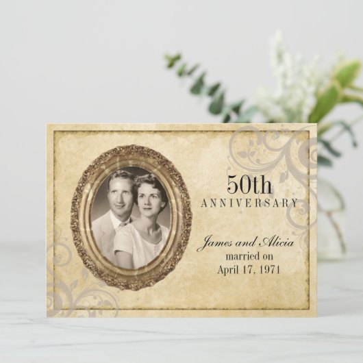 Jubileumuitnodiging op perkament kaart (Staand voorkant)