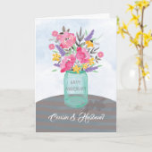 Jubileumvaas met bloemen voor speciale relaties kaart (Gele Bloem)