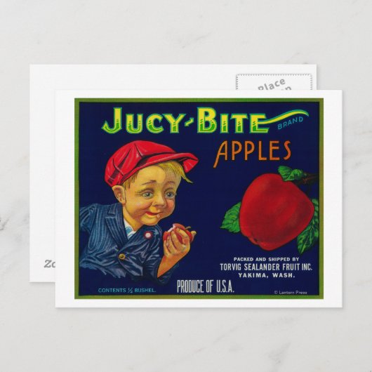 Jucy Bite Apple Crate LabelYakima, WA Briefkaart (Voorkant / Achterkant)