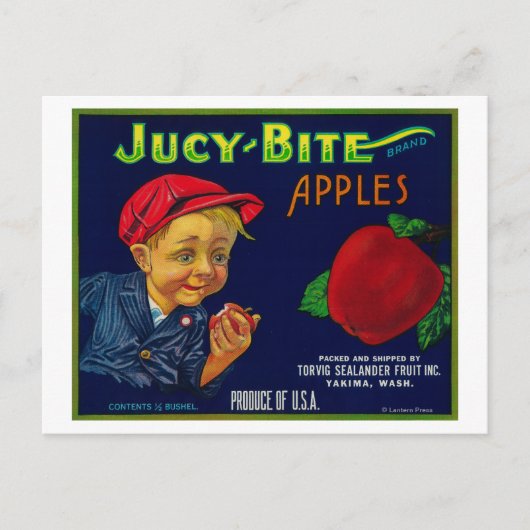 Jucy Bite Apple Crate LabelYakima, WA Briefkaart (Voorkant)