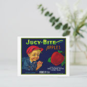 Jucy Bite Apple Crate LabelYakima, WA Briefkaart (Staand voorkant)