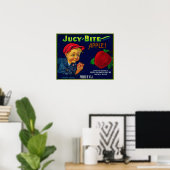 Jucy Bite Apple Crate LabelYakima, WA Poster (Thuiskantoor)