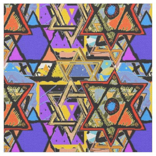 Judaic Gepersonaliseerd Fabrics - Mogen David Gift Stof (Close Up)